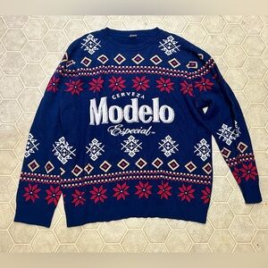 Men’s Large 100% Cotton CERVEZA MODELO ESPECIAL Christmas Beer Sweater